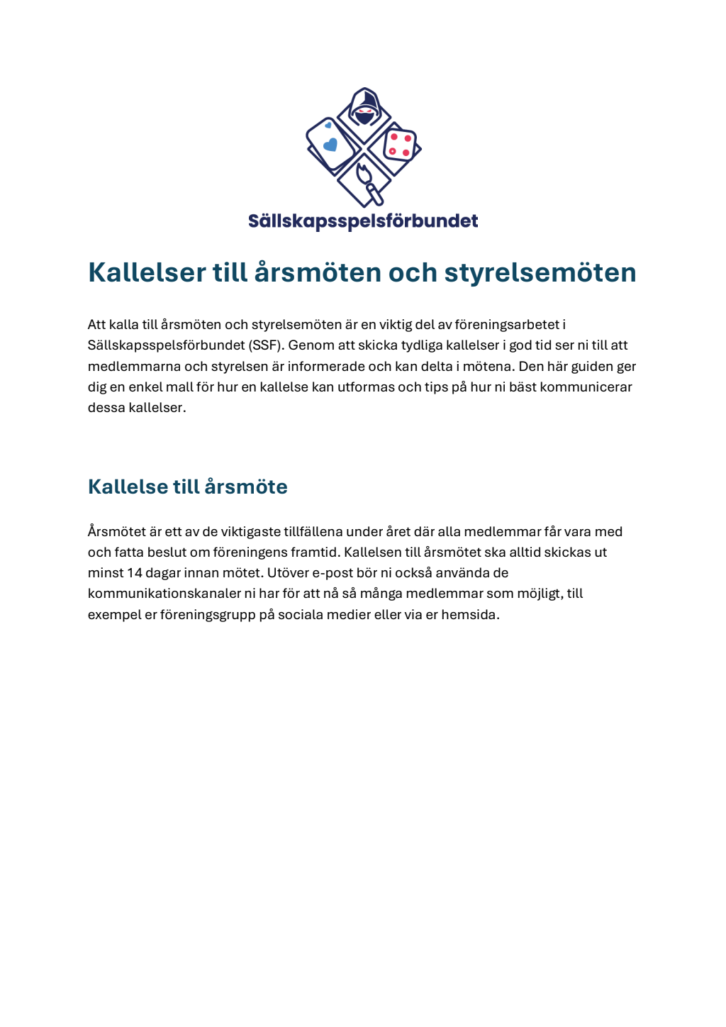 Kallelse till årsmöte mall