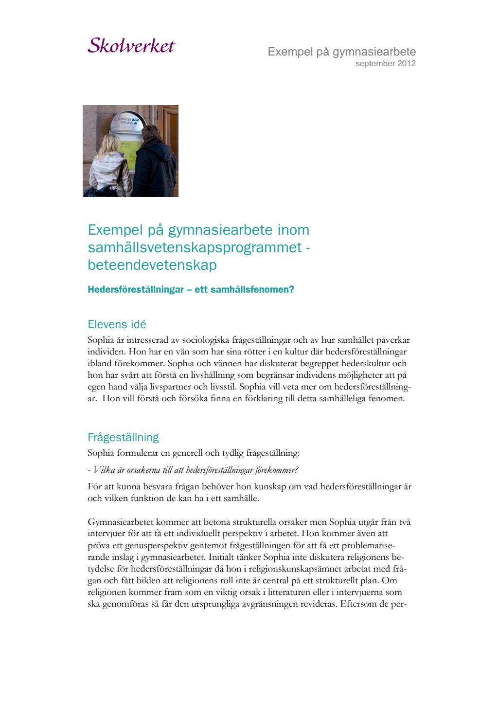 Gymnasiearbete samhällsprogrammet beteendevetenskap