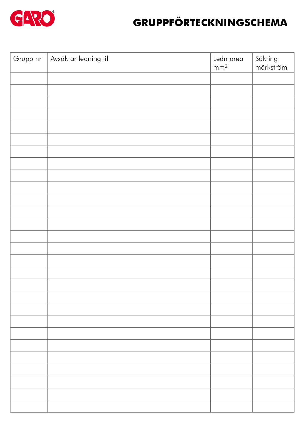 Gruppschema mall Excel