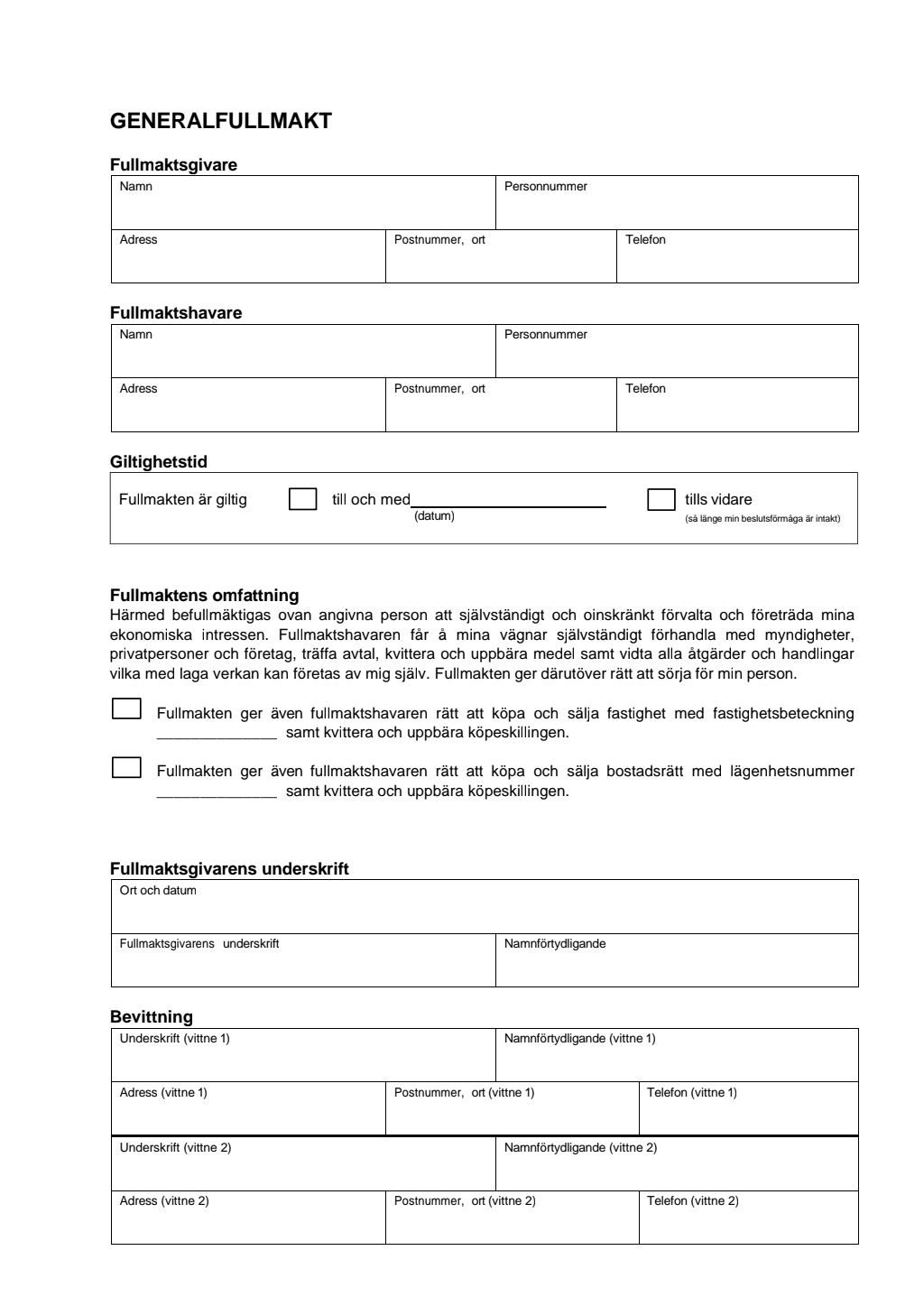 Generalfullmakt Skatteverket