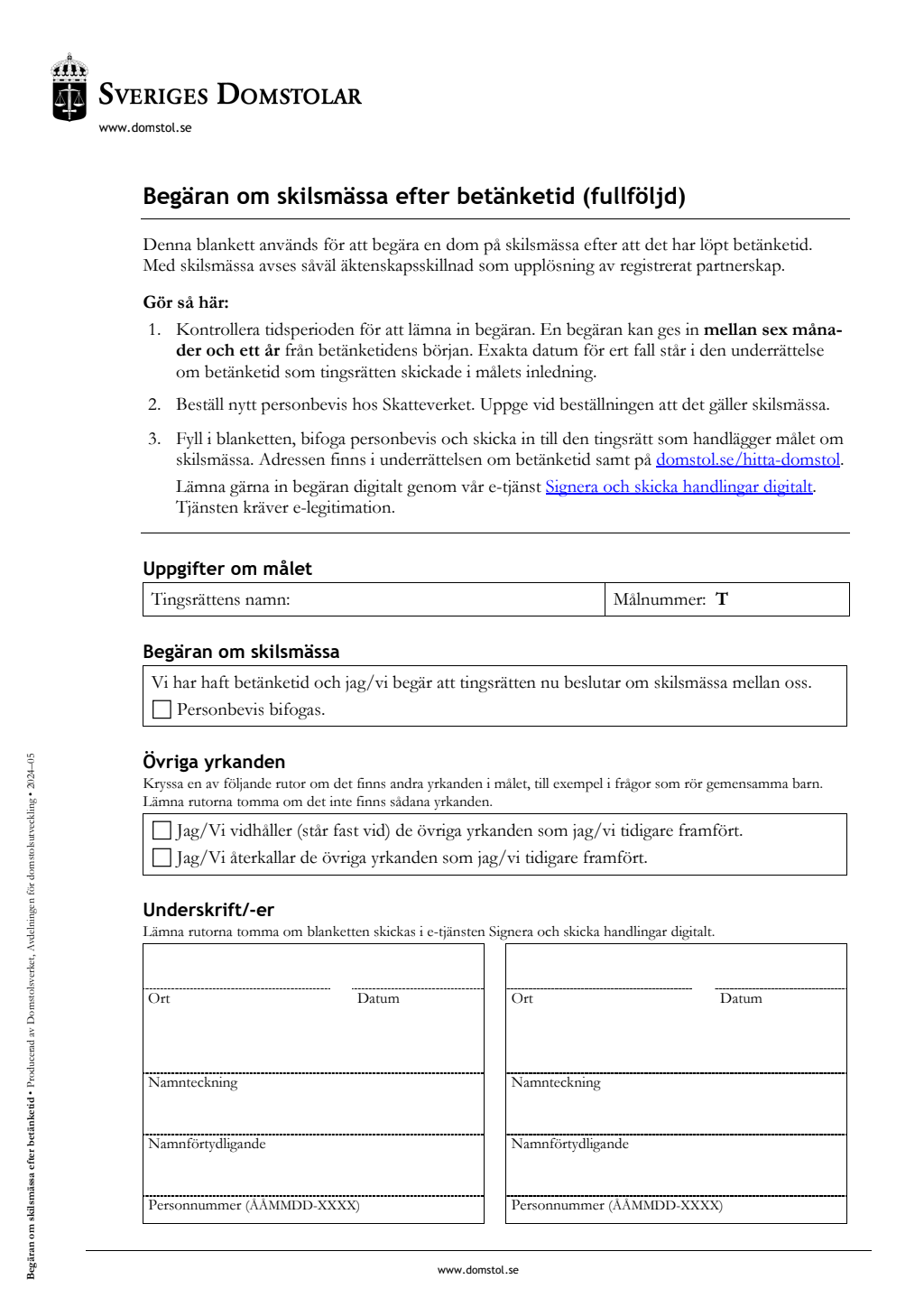 Fullfölja skilsmässa online