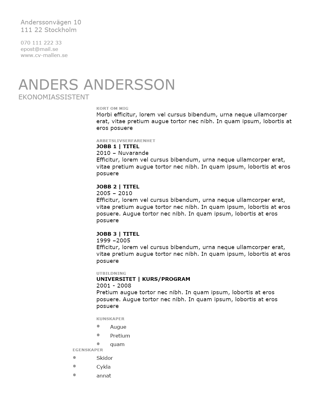cv-mall gratis