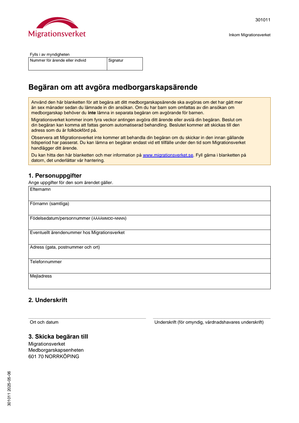 överklaga begäran om att avgöra ärende migrationsverket blankett