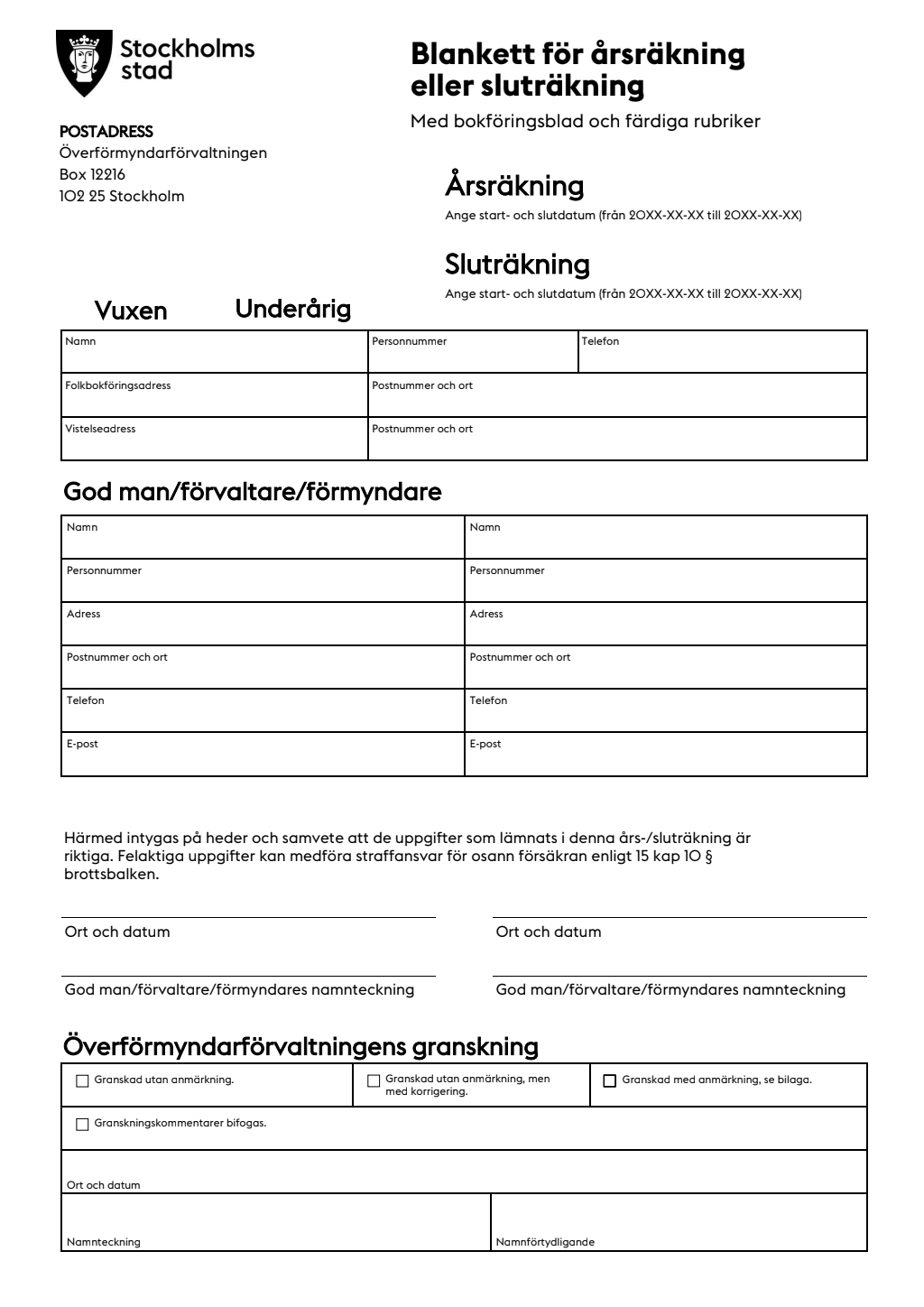 Årsräkning god man blankett skellefteå