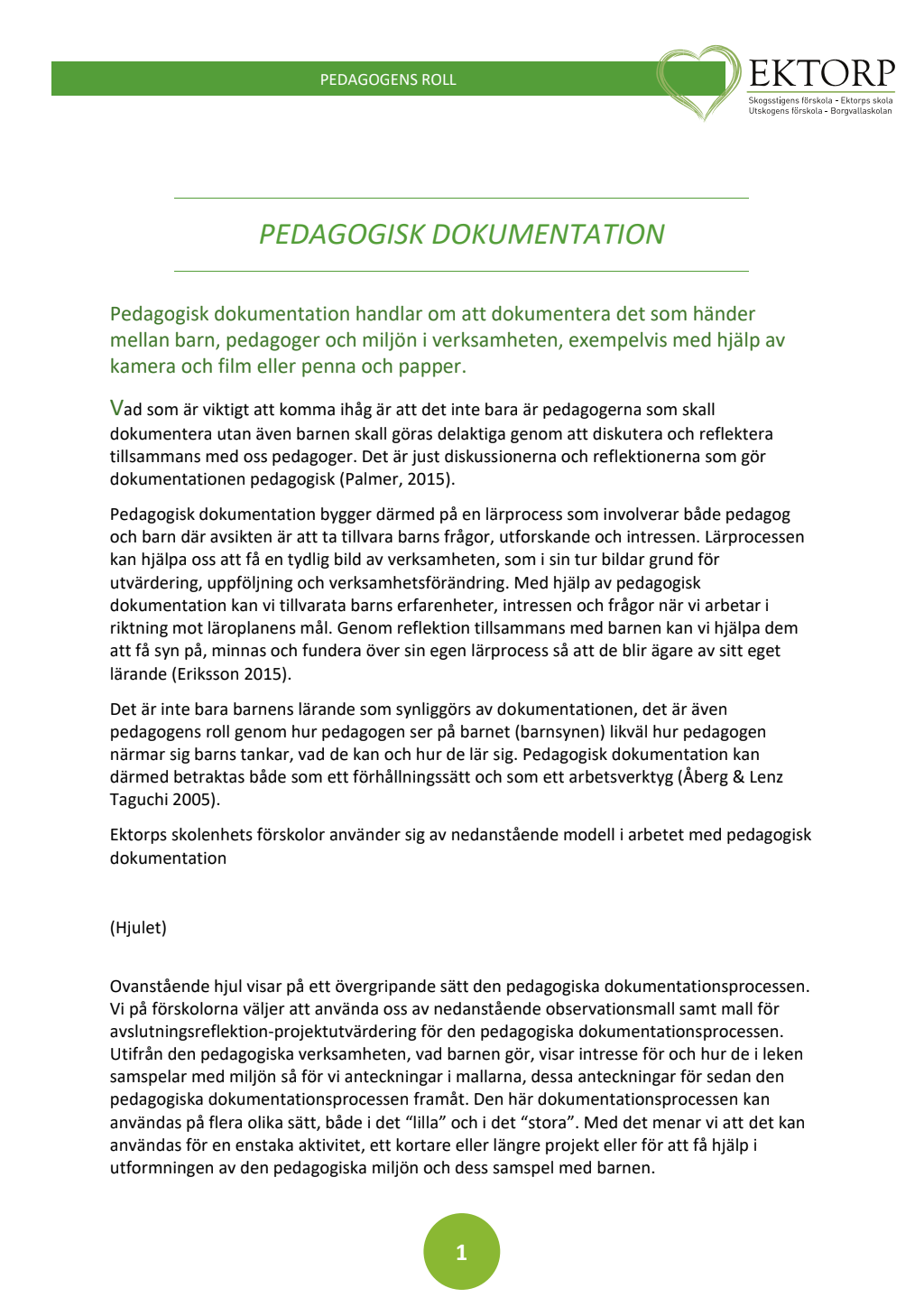 pedagogisk dokumentation mall