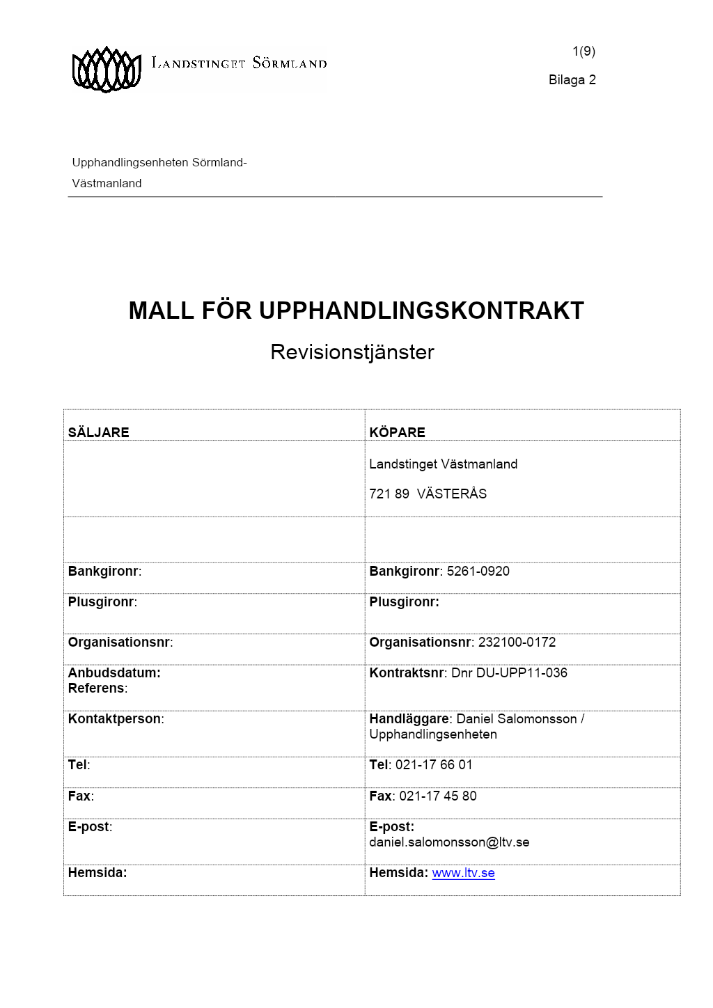 uppsägning av avtal mall
