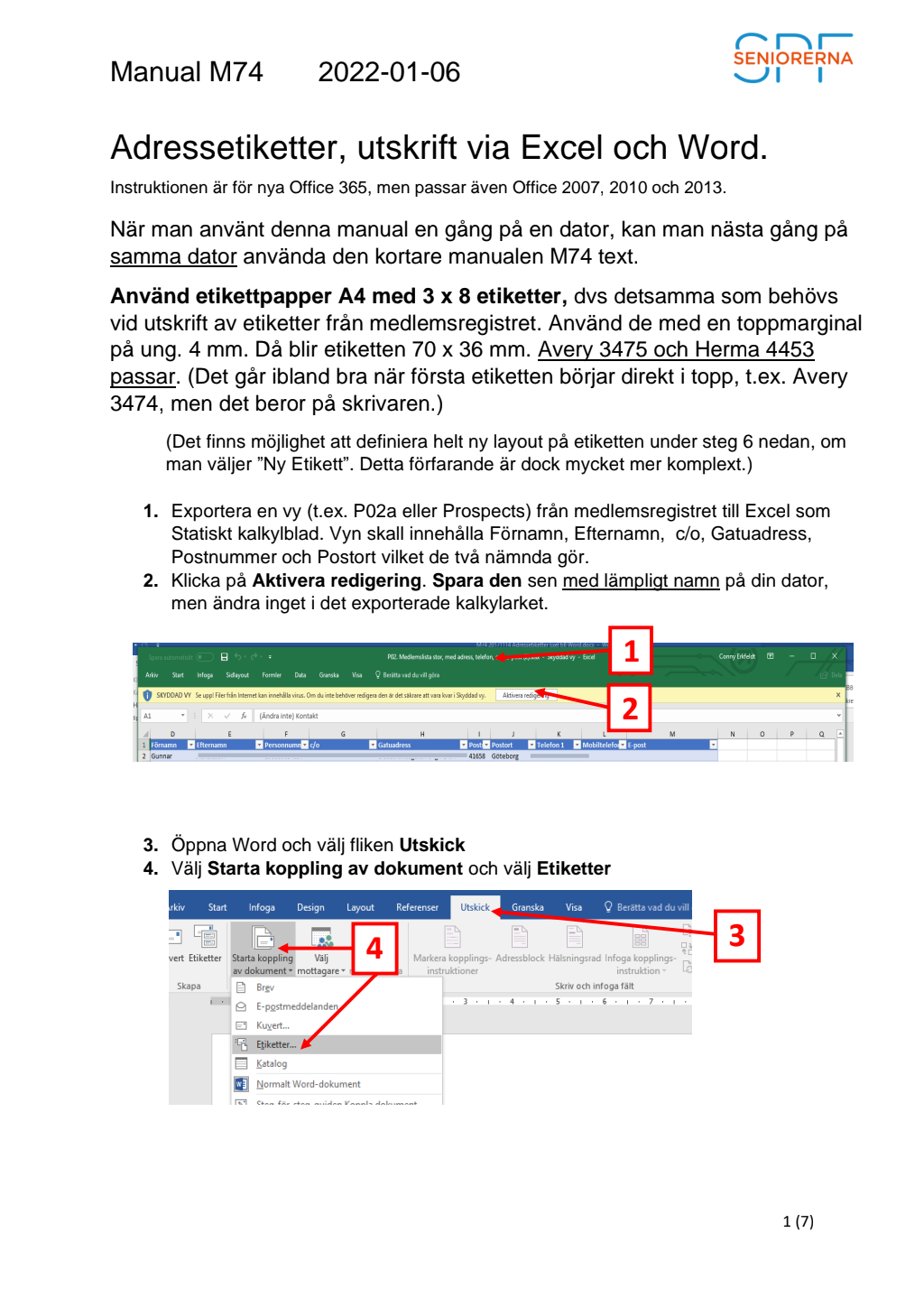 Skriva ut etiketter från Excel
